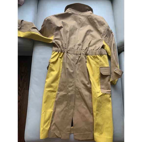 NWT Super Chic trench coat khaki w/yellow SZ L - Picture 3 of 9
